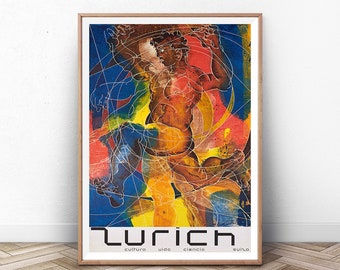 Rodin Exhibition Poster: Swiss Mid-Century Modern Art Print