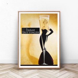 L'instant taittinger, Champagne Poster,  Vintage Food & Drink Poster, Alcohol Print, Bar Decor, Dorm Poster, Paris Wall Art