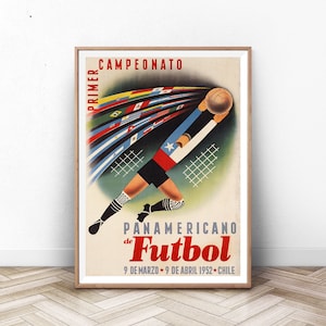 Vintage Soccer Poster, Futbol Art, Soccer Art Print, Sports Gift, Sports Decor, Soccer Print