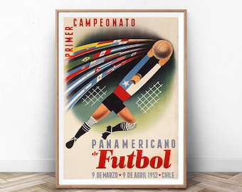 Vintage fotbollskonsttryck: Panamericano de Futbol-affisch