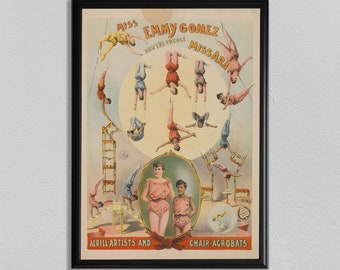 impresión acróbata, cartel de circo, decoración de circo, arte de la pared, cartel de circo vintage, decoración del hogar, impresión de cartel de circo