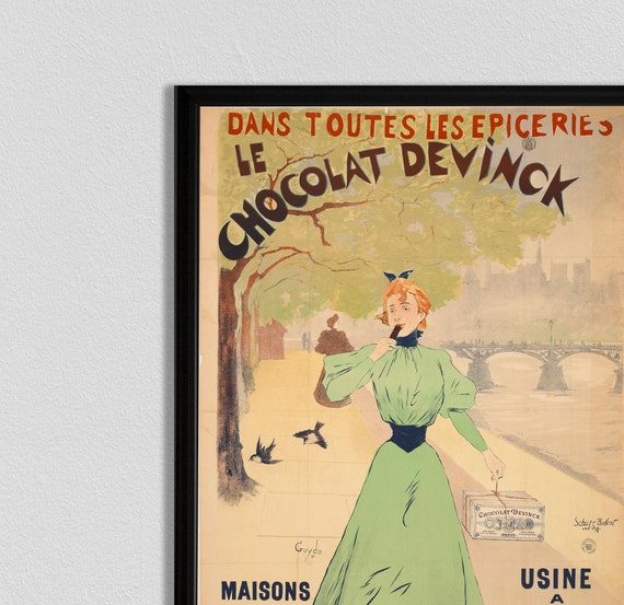 Vintage CHOCOLAT DEVINCK French Poster: 1930s Retro Food