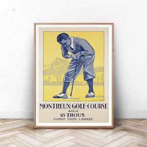 Vintage Golf Poster | Montreux Golf Course | Sports Wall Art | Vintage Golfer Print