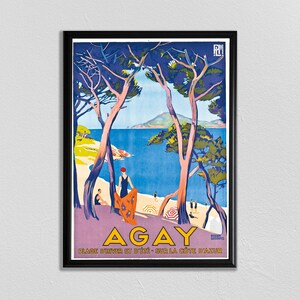 Agay Francia, Cartel de la Costa Azul, impresión del sur de Francia, arte del sur de Francia, arte de la pared de París, impresión de la playa, cartel de viaje vintage