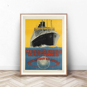 Vintage Cruise Poster | Vintage Boat Print | Travel and Tourism Art | Nautical Wall Art