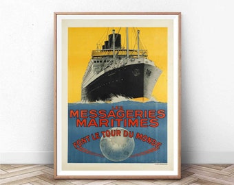 Vintage Cruise Ship Poster: Nautical Travel Art Print