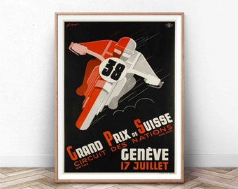Vintage Grand Prix Motorcycle Poster: Monaco Racing Art Print