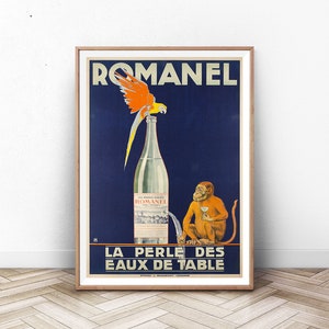 ROMANEL: Anisetta Evangelisti, Liquore da Desser, vintage voedsel & drinken poster, Monkey poster, Parijs kunst aan de muur, vintage advertenties