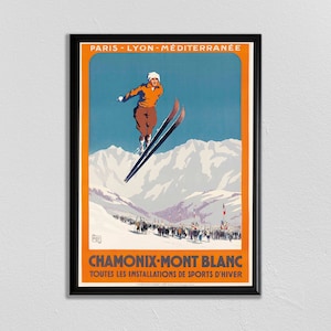Mont Blanc, France Travel Poster, Wall Art, Room Decor, Print, Vintage Poster Mont Blanc, France Railways Poster, Poster