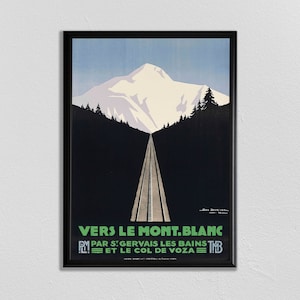 Mont Blanc, France Travel Poster, Wall Art, Room Decor, Print, Vintage Poster Mont Blanc, France Railways Poster, Poster