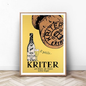 Champagne Poster,  Vintage Food & Drink Poster, Alcohol Print, Bar Decor, Dorm Poster, Beer Poster, Paris Wall Art, Vintage