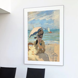 Claude Monet - Monet Painting - Monet Print - Monet Poster - Monet Wall Art - Monet Sunrise - Camille assise sur la plage à Trouville