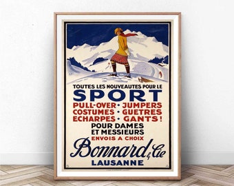 Lausanne Poster | Switzerland Wall Art | Swiss Art Print | Vintage Wall Art | Travel Poster | Vintage Vacation Poster