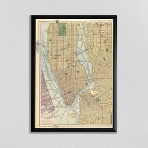 Antique New York Map, 1910 NYC, NYC Carte, vintage New York Carte, Central Park Art, Central Park Carte, carte vintage, Vieille carte