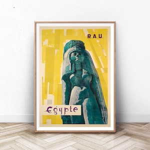 Egypt Poster, Egyptian Art Print, Cairo Wall Art, Mummy, Vintage Travel Poster, Home Decor, Egypte