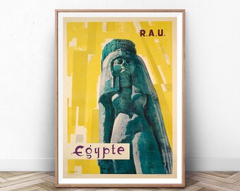 Egypt Poster, Egyptian Art Print, Cairo Wall Art, Mummy, Vintage Travel Poster, Home Decor, Egypte