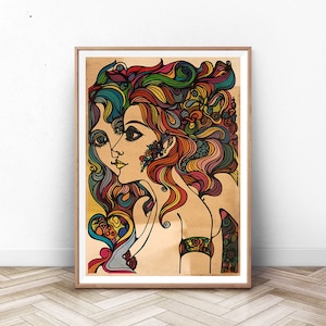 psychedelic poster, hippy art work, hippy art, concert poster, band poster, psychedelic art print, trippy poster print,  art work