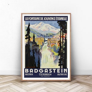 CARTEL de viaje de AUSTRIA, arte de la pared de París, impresión de arte suizo, impresión de Francia, cartel de Italia, cartel de la montaña, vintage viaje, arte de la pared de verano