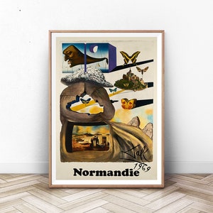 Cartel de viaje de Francia, impresión normanda, arte de la pared de París, impresión de la Riviera francesa, impresión de Francia, arte de la pared del siglo medio, arte de la pared moderna