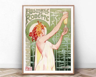 Alphonse Mucha Print | Art Nouveau | Home Decor | Vintage | absinthe vintage alcohol advertisement