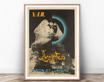 Vintage Egypt Travel Poster: Cairo Sphinx Art Print