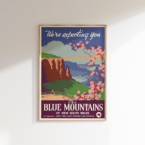 We're Expecting You ... The Blue Mountains of New South Wales. Reproduction vintage poster We're Expecting You ... The Blue Mountains of New South Wales. Reproduction vintage poster