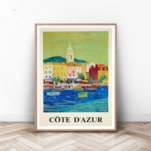 Cote d'Azur Poster | France Wall Art | Paris Print | Vintage Wall Art | France Travel Poster