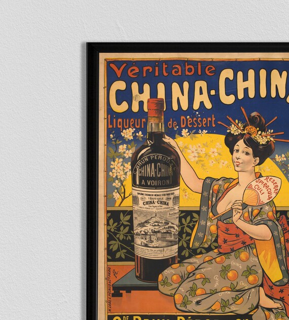 80年代 ジェリー・シュル アートポスター インテリア ガレージ 中国 当時物 ヴィンテージ陶磁器の酒類広告ポスター：レトロなバーの装飾 - Etsy 日本