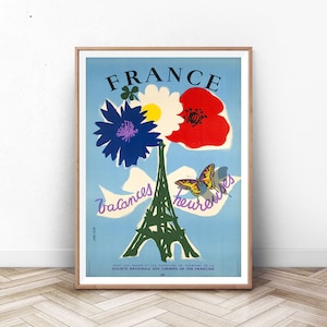 Cartel de viaje de FRANCIA, arte de la pared de París, impresión de arte suizo, impresión de Francia, cartel de Italia, cartel de la Torre Eiffel, vintage viaje, arte de la pared de verano