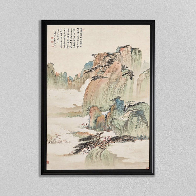 china art chinese painting asian decor home wall art decor gift japan print minimalist vintage antique mountain
