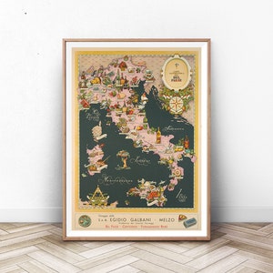 ITALIEN CHEESE MAP: Käse Kunst, Italien Käse Poster, Retro-Lebensmittel-Druck, italienische Lebensmittel Poster, Käse von Italien, Kochen Poster, Küche Kunstwerk