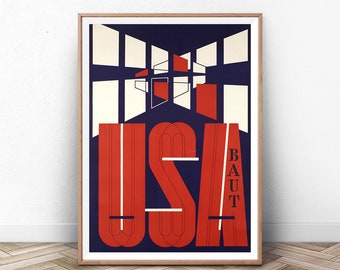 Vintage USA Kunstdruck: Adlerkopf Werbung Poster