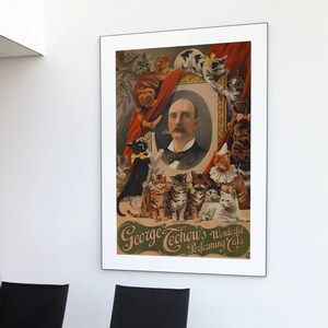 cartel del gato, cirque, impresión acróbata, circo cartel circo decoración, arte de la pared, cartel del circo de la vendimia, decoración del hogar, impresión del cartel del circo imagen 3