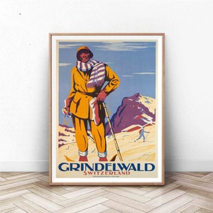 Grindelwald Switzerland Poster: Vintage Travel Wall Art