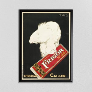 Frigor Chocolat, Chocolat Cailler, Vintage Food&Drink Poster, Leonetto Cappiello, Home Decor, Food and Drink Poster, Food Art, Retro Ad