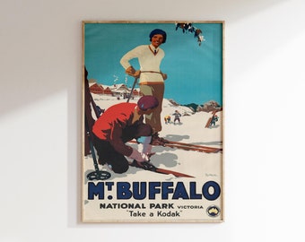 Vintage Ski Poster: Retro Winter Sports Art Print