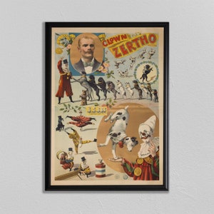 clown acrobat print, Circus Poster, Circus Decor, wall art, Vintage Circus Poster, home decor, Circus Poster Print