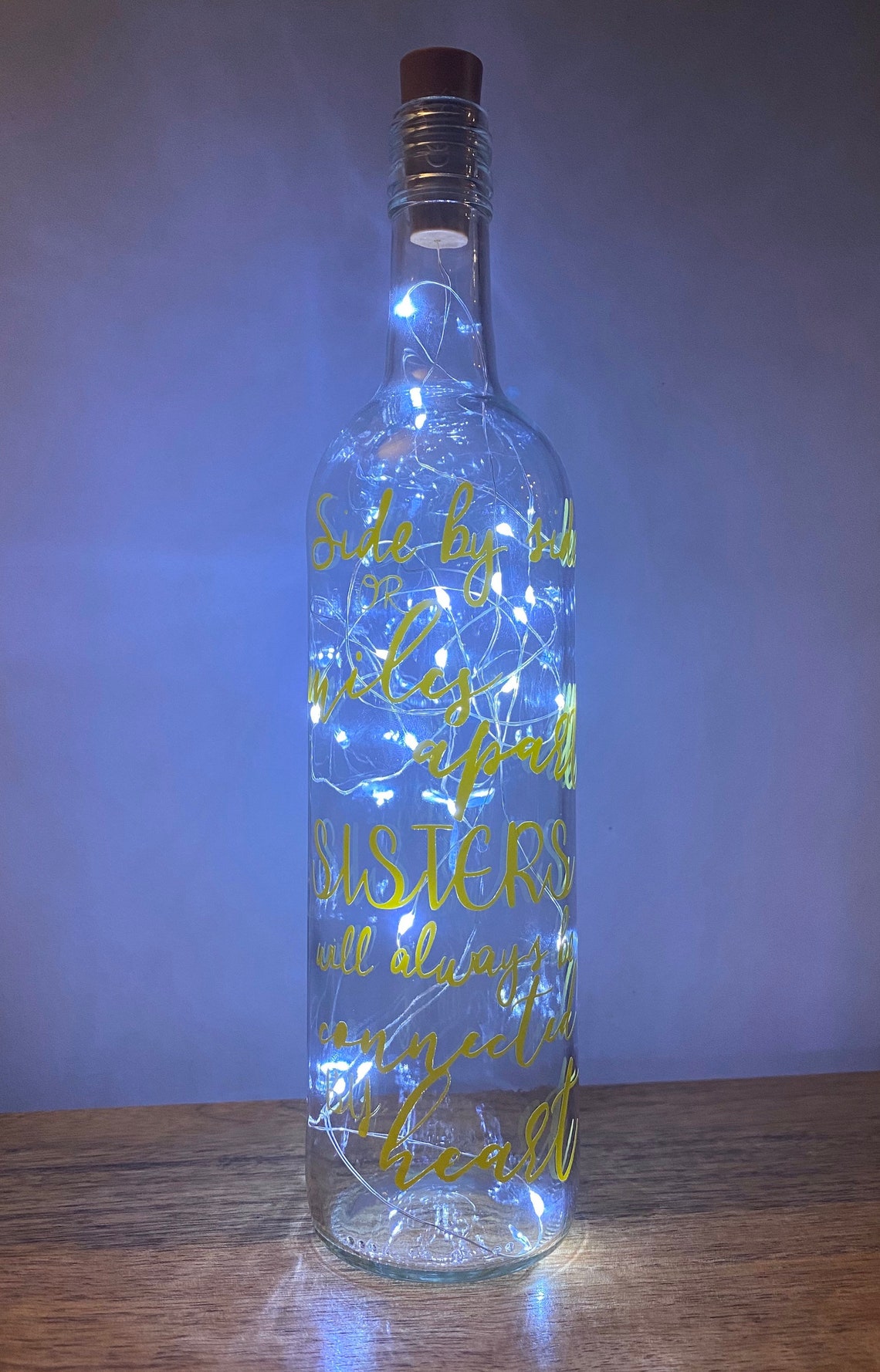 Sisters light up bottle / always connected by heart / sister / | Etsy