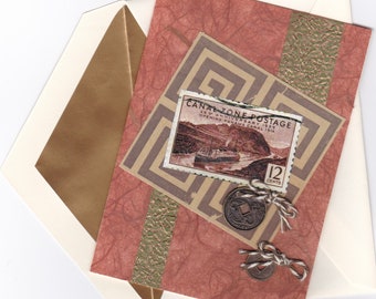 Mixed Media Vintage Stamp Note Card