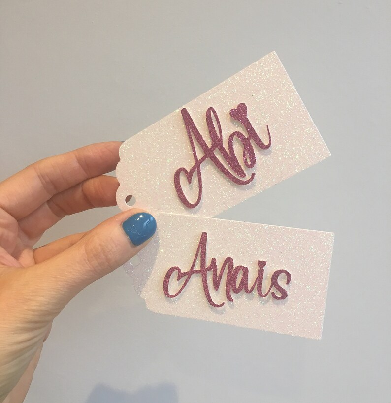 Personalised Glitter Party Bag Name Tags Party Favour Bag Etsy