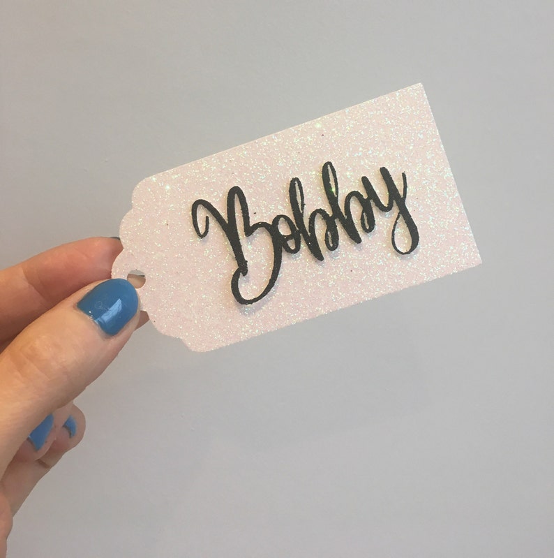 Personalised Glitter Party Bag Name Tags Party Favour Bag Etsy