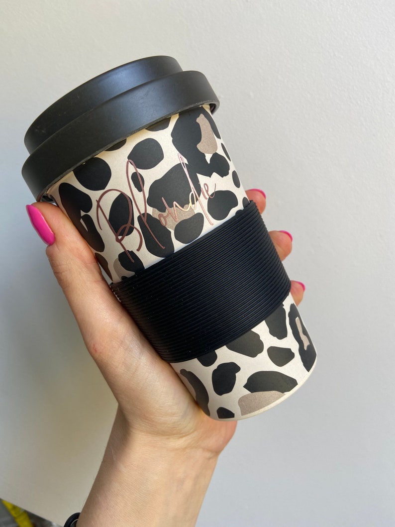 Personalised Leopard Print Bamboo Travel Mug Eco Friendly Etsy