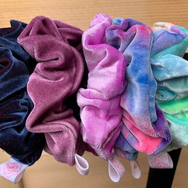 Velvet Scrunchies - Scrunchie - Hair Tie - Bracelet - Hair Elastic - Multicoloured and Tie Dye
