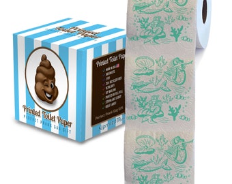 Printed TP Mermaid Pattern 2 Ply Toilet Paper Bathroom Tissue - Novelty Green Bath Tissue Roll - Funny Toilet Paper for Decor - 500 Sheets