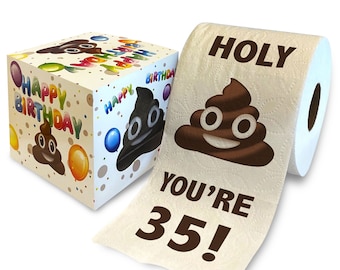 Printed TP 35th Birthday Gift Toilet Paper - Holy You're 35 Bday Party Funny Gag Gift Toilet Paper, 35 Happy Birthday Presents - 500 Sheets