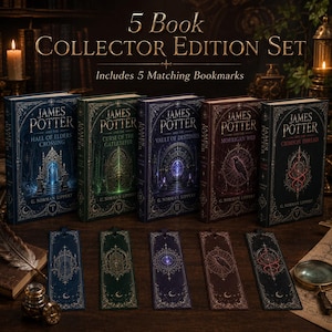 James Potter 5 Book Hardcover Set, Dark Academia Fantasy Collection, Matching Bookmarks, Collector Edition Gift for Readers, Birthday Gift