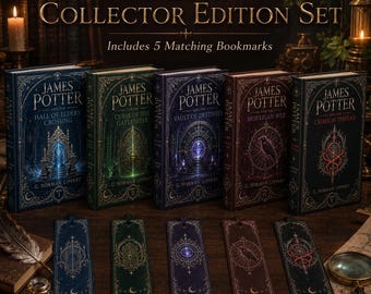 James Potter 5 Book Hardcover Set, Dark Academia Fantasy Collection, Matching Bookmarks, Collector Edition Gift for Readers, Birthday Gift