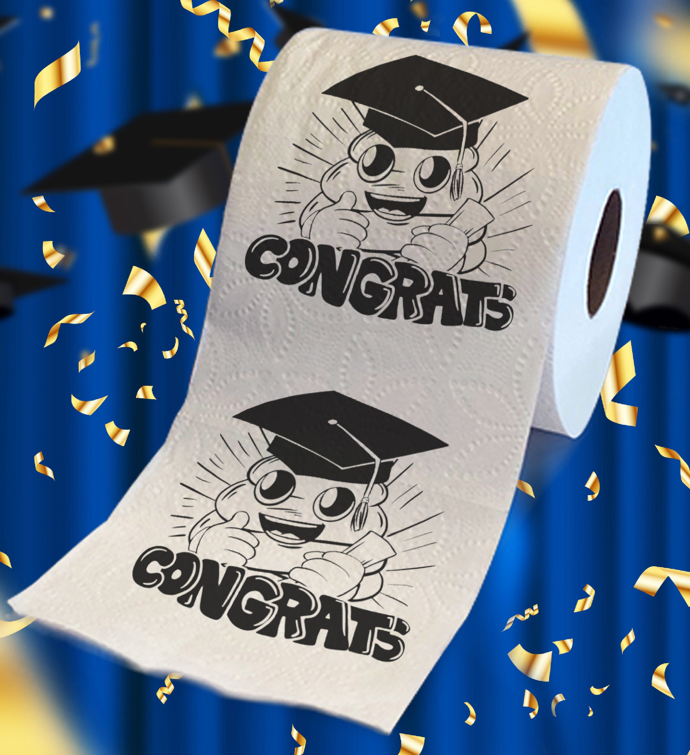 Poop Graduation Cover Printed TP Congrats With Excited Poop Printed Toilet Paper Gag Gift ...