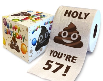 Printed TP 57th Birthday Gift Toilet Paper - Holy You're 57 Bday Party Funny Gift, Novelty Unique 57 Happy Birthday Presents - 500 Sheets