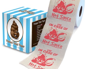Printed TP Use In Case Of Hot Sauce Printed Toilet Paper Gag Gift – Funny Toilet Paper Roll For Prank, Surprise, Decor, Gift – 500 Sheets
